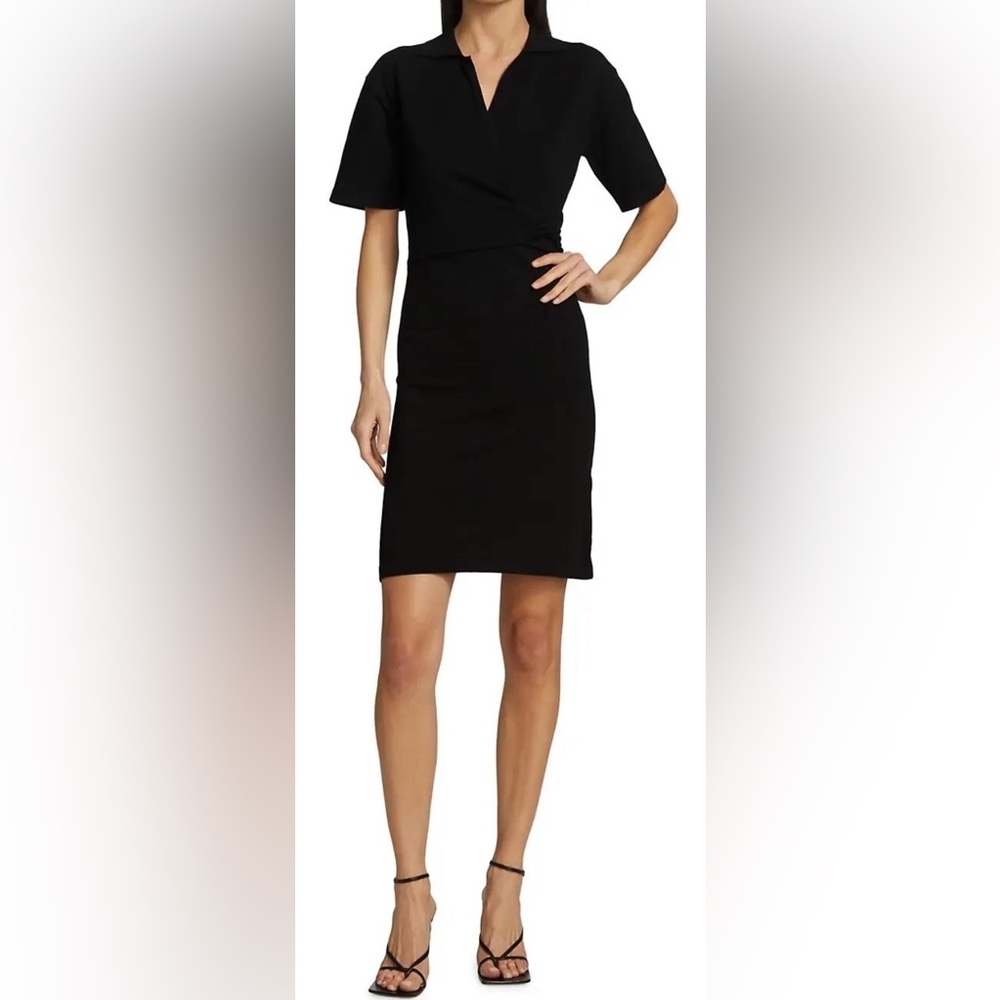 Derek Lam Women’s Crosby Raylen V-Neck Collared Short-Sleeve‎ Dress Black Size M